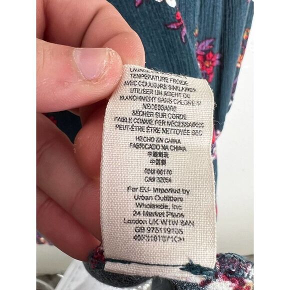 Free People Green Jade Retro Floral Swing Tunic Mini Dress Size Small - Picture 9 of 9